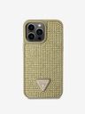 Guess Rhinestones Triangle Metal Logo Kryt pro iPhone 15 Pro Max Gold Obal na telefon