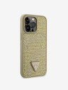 Guess Rhinestones Triangle Metal Logo Kryt pro iPhone 15 Pro Max Gold Obal na telefon