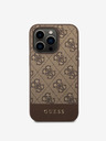 Guess PU 4G Stripe Zadní Kryt pro iPhone 14 Pro Max Brown Obal na telefon