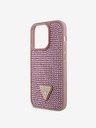 Guess Rhinestones Triangle Metal Logo Kryt pro iPhone 15 Pro Pink Obal na telefon