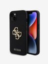 Guess PU Perforated 4G Glitter Metal Logo Zadní Kryt pro iPhone 15 Black Obal na telefon