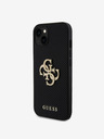 Guess PU Perforated 4G Glitter Metal Logo Zadní Kryt pro iPhone 15 Black Obal na telefon