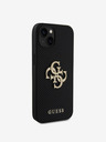 Guess PU Perforated 4G Glitter Metal Logo Zadní Kryt pro iPhone 15 Black Obal na telefon