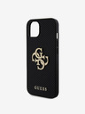 Guess PU Perforated 4G Glitter Metal Logo Zadní Kryt pro iPhone 15 Black Obal na telefon