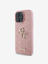 Guess PU Fixed Glitter 4G Metal Logo Zadní Kryt pro iPhone 16 Pro Pink Obal na telefon