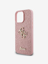 Guess PU Fixed Glitter 4G Metal Logo Zadní Kryt pro iPhone 16 Pro Pink Obal na telefon