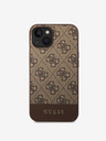 Guess PU 4G Stripe Zadní Kryt pro iPhone 14 Brown Obal na telefon