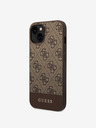 Guess PU 4G Stripe Zadní Kryt pro iPhone 14 Brown Obal na telefon