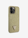 Guess Rhinestones Triangle Metal Logo Kryt pro iPhone 14 Pro Max Gold Obal na telefon