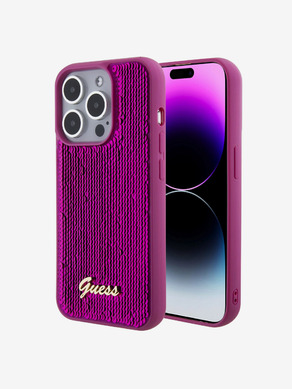 Guess Sequin Script Logo Zadní Kryt pro iPhone 15 Pro Max Magenta Obal na telefon