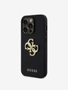 Guess PU Perforated 4G Glitter Metal Logo Zadní Kryt pro iPhone 15 Pro Black Obal na telefon