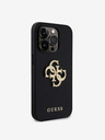 Guess PU Perforated 4G Glitter Metal Logo Zadní Kryt pro iPhone 15 Pro Black Obal na telefon