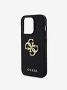 Guess PU Perforated 4G Glitter Metal Logo Zadní Kryt pro iPhone 15 Pro Black Obal na telefon