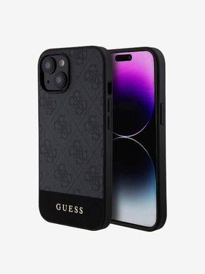 Guess PU 4G Stripe MagSafe Zadní Kryt pro iPhone 15 Black Obal na telefon