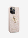 Guess PU 4G Metal Logo Zadní Kryt pro iPhone 13 Pro Max Pink Obal na telefon