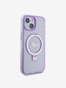 Guess IML Ring Stand Glitter MagSafe Zadní Kryt pro iPhone 15 Plus Purple Obal na telefon