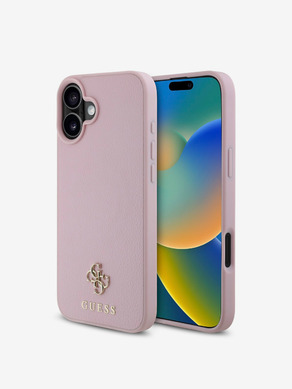 Guess PU Grained 4G Small Metal Logo MagSafe Zadní Kryt pro iPhone 16 Pink Obal na telefon