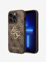 Guess PU 4G Metal Logo Zadní Kryt pro iPhone 15 Pro Max Brown Obal na telefon