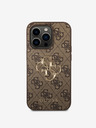 Guess PU 4G Metal Logo Zadní Kryt pro iPhone 15 Pro Max Brown Obal na telefon