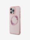 Guess IML Flowers Ring MagSafe Zadní Kryt pro iPhone 16 Pro Pink Obal na telefon