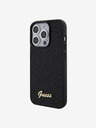 Guess PU Square Mirror Script Logo Zadní Kryt pro iPhone 15 Pro Black Obal na telefon