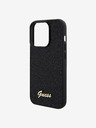 Guess PU Square Mirror Script Logo Zadní Kryt pro iPhone 15 Pro Black Obal na telefon