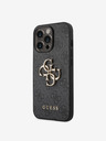 Guess PU 4G Metal Logo Zadní Kryt pro iPhone 14 Pro Grey Obal na telefon