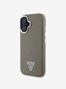 Guess PU Grained Triangle Logo Zadní Kryt pro iPhone 16 Brown Obal na telefon