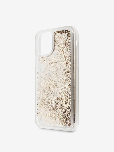 Guess Glitter Hearts Zadní Kryt pro iPhone 11 Gold Obal na telefon