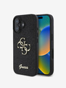 Guess PU Fixed Glitter 4G Metal Logo Zadní Kryt pro iPhone 16 Plus Black Obal na telefon