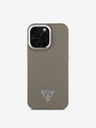 Guess PU Grained Triangle Logo Zadní Kryt pro iPhone 16 Pro Brown Obal na telefon