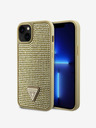 Guess Rhinestones Triangle Metal Logo Kryt pro iPhone 15 Gold Obal na telefon