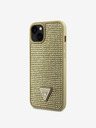 Guess Rhinestones Triangle Metal Logo Kryt pro iPhone 15 Gold Obal na telefon