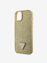 Guess Rhinestones Triangle Metal Logo Kryt pro iPhone 15 Gold Obal na telefon