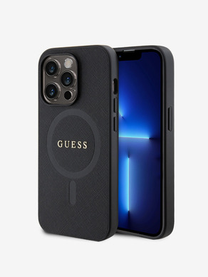 Guess PU Saffiano MagSafe Zadní Kryt pro iPhone 15 Pro Max Black Obal na telefon