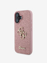 Guess PU Fixed Glitter 4G Metal Logo Zadní Kryt pro iPhone 16 Pink Obal na telefon