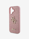 Guess PU Fixed Glitter 4G Metal Logo Zadní Kryt pro iPhone 16 Pink Obal na telefon