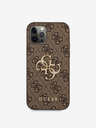 Guess PU 4G Metal Logo Zadní Kryt pro iPhone 12/12 Pro Brown Obal na telefon