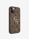 Guess PU 4G Metal Logo Zadní Kryt pro iPhone 12/12 Pro Brown Obal na telefon