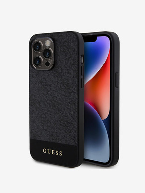 Guess PU 4G Stripe MagSafe Zadní Kryt pro iPhone 15 Pro Black Obal na telefon