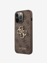 Guess PU 4G Metal Logo Zadní Kryt pro iPhone 13 Pro Brown Obal na telefon