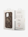 Guess PU 4G Metal Logo Zadní Kryt pro iPhone 14 Pro Brown Obal na telefon