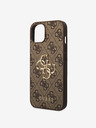 Guess PU 4G Metal Logo Zadní Kryt pro iPhone 15 Brown Obal na telefon