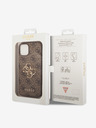 Guess PU 4G Metal Logo Zadní Kryt pro iPhone 15 Brown Obal na telefon