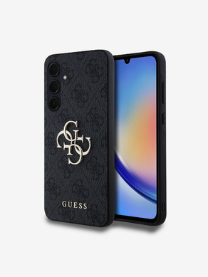 Guess PU 4G Metal Logo Zadní Kryt pro Samsung Galaxy A35 5G Grey Obal na telefon