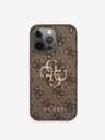 Guess PU 4G Metal Logo Zadní Kryt pro iPhone 13 Pro Max Brown Obal na telefon