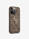 Guess PU 4G Metal Logo Zadní Kryt pro iPhone 13 Pro Max Brown Obal na telefon