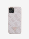 Guess PU 4G Strass Triangle Metal Logo iPhone 15 Pink Obal na telefon