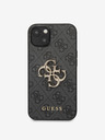 Guess PU 4G Metal Logo Zadní Kryt pro iPhone 13 Grey Obal na telefon