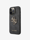 Guess PU 4G Metal Logo Zadní Kryt pro iPhone 13 Pro Grey Obal na telefon